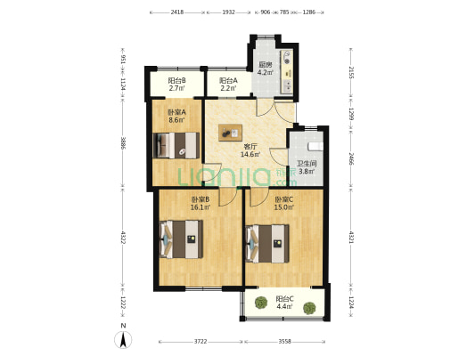 财政厅宿舍 3室1厅1卫 79平方
