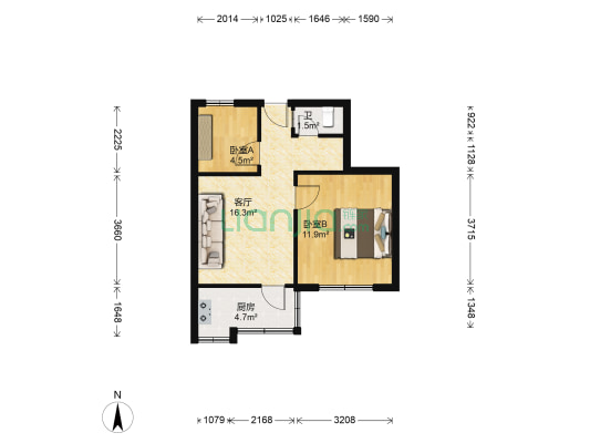 铁西四里 2室1厅1卫 44平方