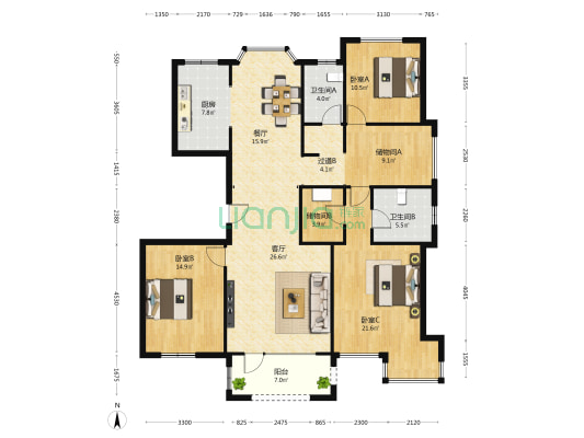 锦绣御府 3室2厅2卫 165平方