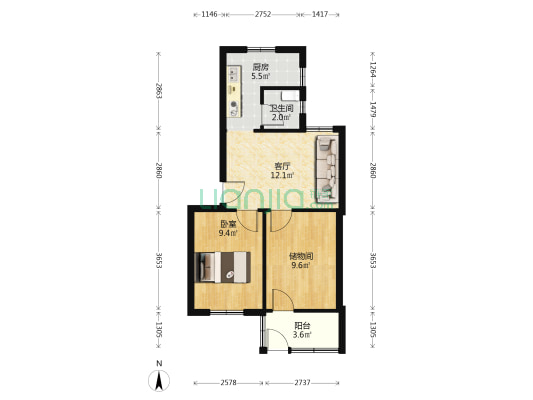 中铁四局四公司医院住宅楼 1室1厅1卫 52平方