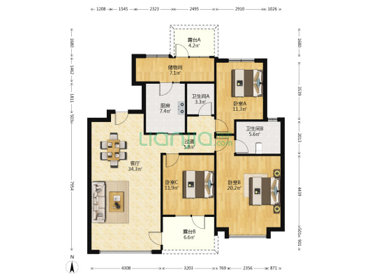 泰安恒大翡翠华庭 3室1厅2卫 137平方