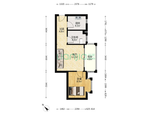 金湖星苑 1室1厅1卫 46平方