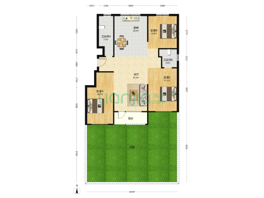 丰金新贵都 3室1厅2卫 139平方