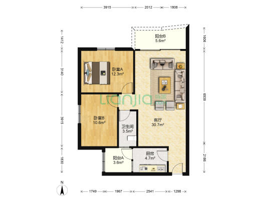 豪岗新村 2室1厅1卫 80平方