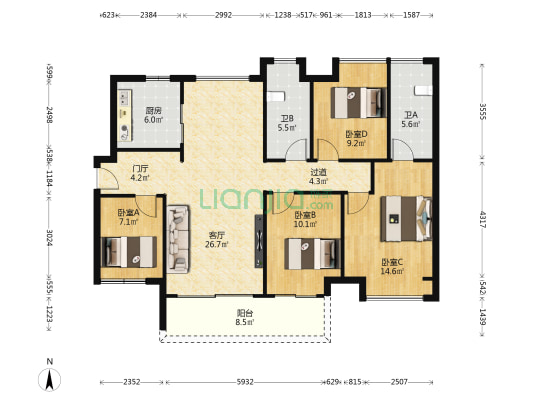 实地紫藤公馆 4室1厅2卫 127平方