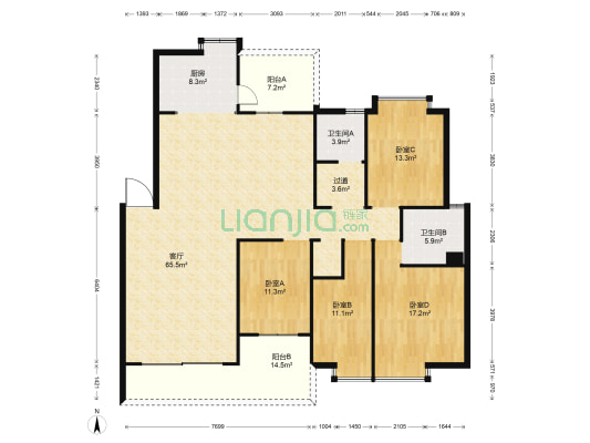 百大白龙潭紫岫院 4室1厅2卫 169平方