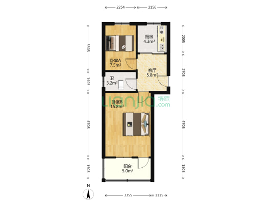 虹桥三村 2室1厅1卫 49平方