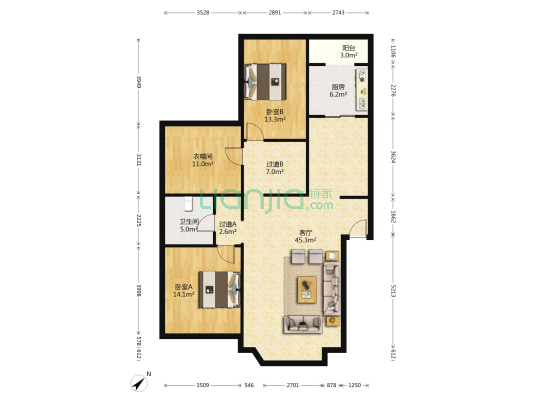 荣兴花园 2室1厅1卫 147平方