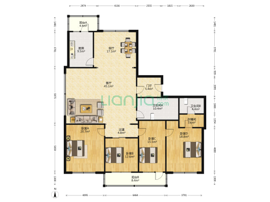 上游街 4室2厅2卫 246平方