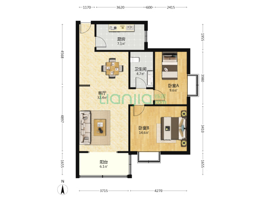 浐河小区 2室1厅1卫 94平方