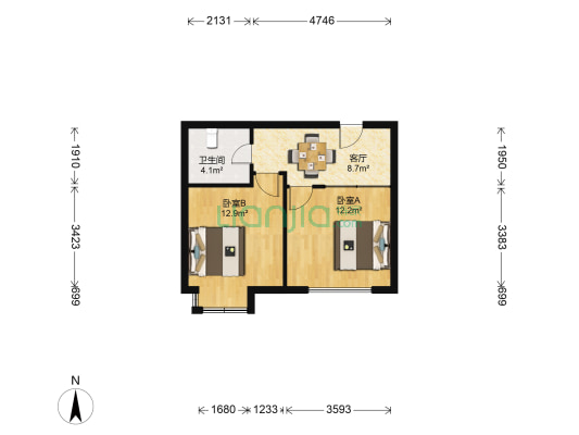 南辰濠郡 2室1厅1卫 83平方