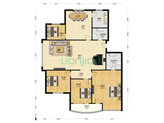 畅海园 4室2厅2卫 207平方