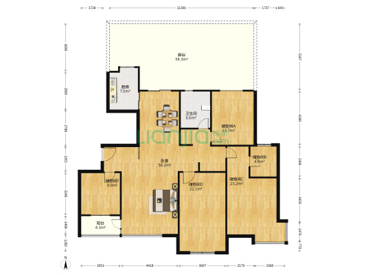 新港名城花园 1室0厅1卫 196平方