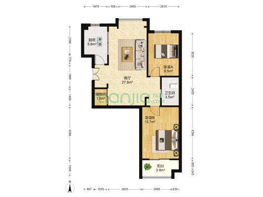 亲亲家园四期 2室1厅1卫 84平方