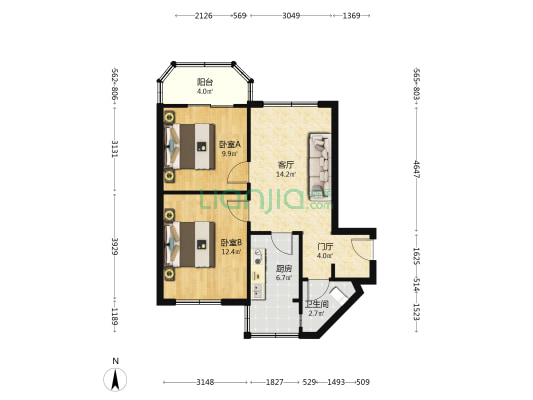 新文巷11号院 2室1厅1卫 70平方
