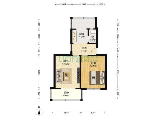 文化四村 1室1厅1卫 53平方