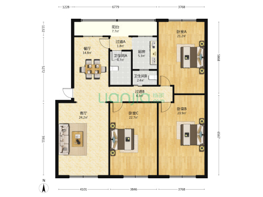 天庆北街二巷32号 3室2厅2卫 157平方