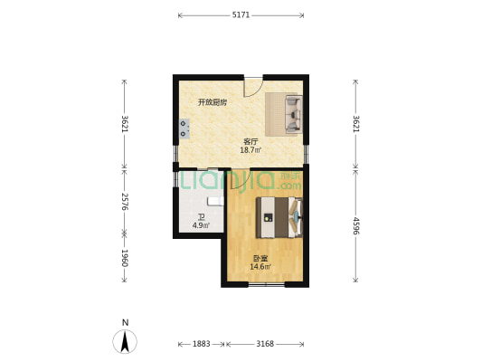 芳华路673弄 1室1厅1卫 50平方