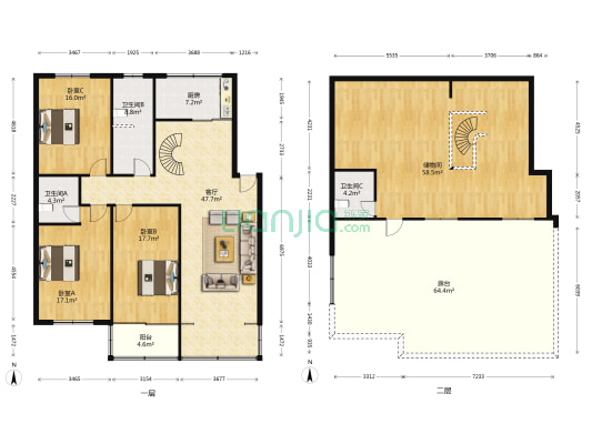 朝峰苑 3室1厅3卫 180平方