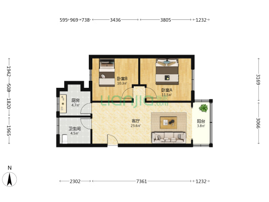 九龙井正街9号 2室1厅1卫 76平方
