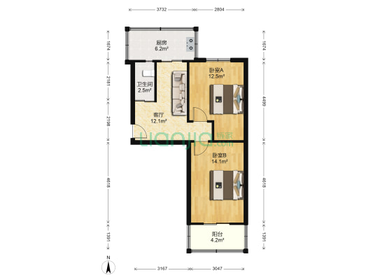 微电子宿舍 2室1厅1卫 54平方