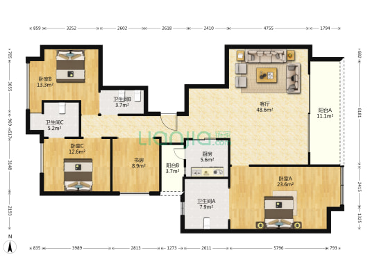 云龙荟云龙阁 4室1厅3卫 175平方