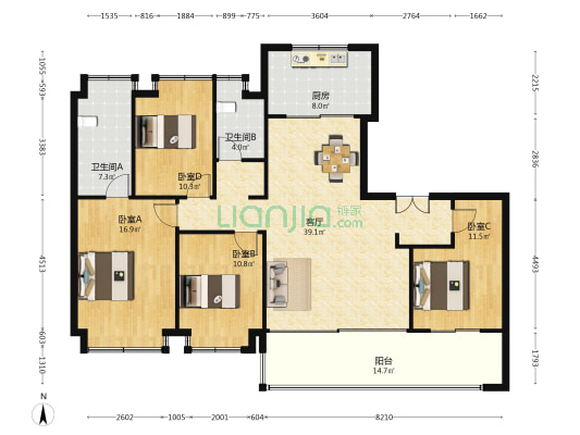 翡丽铂湾 4室1厅2卫 162平方