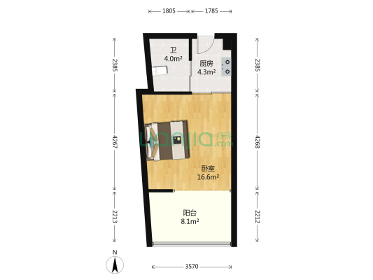 银厦文化广场 1室0厅1卫 48平方