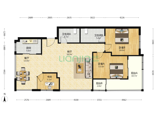 渣左新村63号 3室2厅2卫 122平方