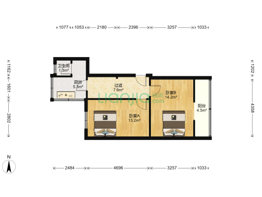五医院家属院 2室0厅1卫 54平方
