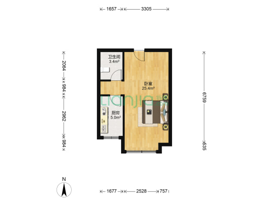 泰莱枫尚 1室0厅1卫 50平方