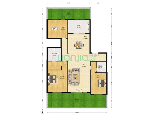 碧桂园云鼎 3室2厅2卫 207平方
