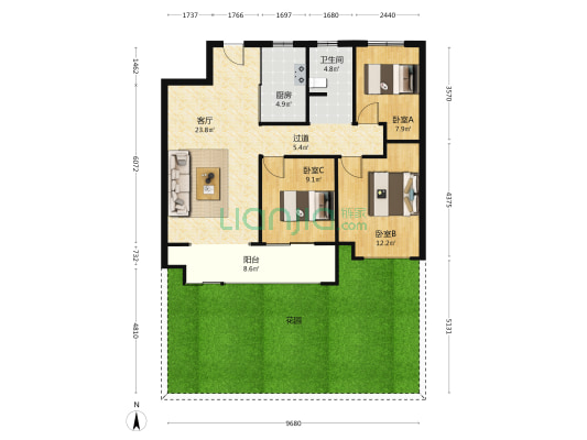 融信海亮观澜学府 3室1厅1卫 99平方