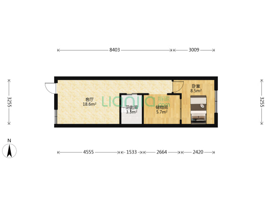 新世纪花园(柯桥区) 1室1厅1卫 51平方
