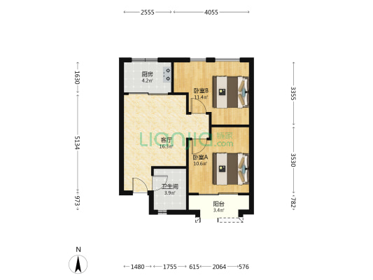 桃花源迎霞苑 2室1厅1卫 67平方
