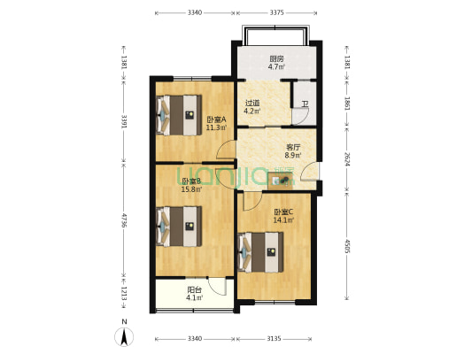 富华小区 3室1厅1卫 71平方