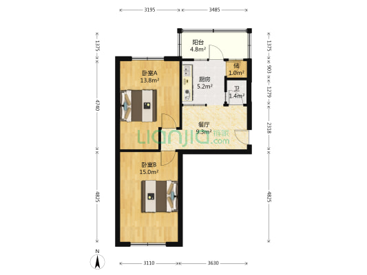 一汽38街区东区 2室1厅1卫 62平方