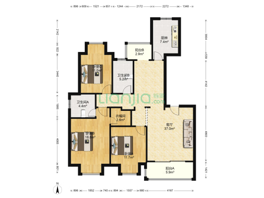 金马郦城东区 3室1厅2卫 130平方