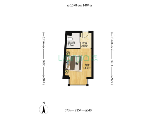 城市星光苑 1室0厅1卫 30平方