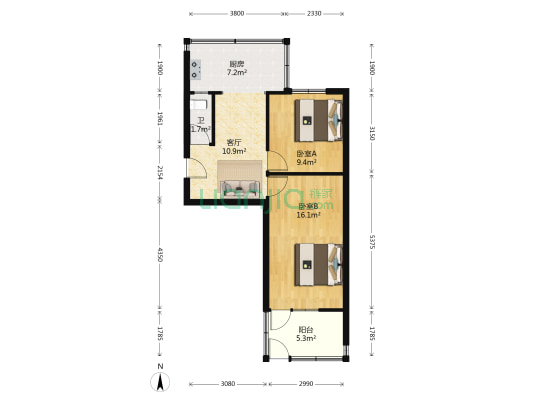 集装箱宿舍 2室1厅1卫 58平方