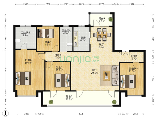 碧桂园·翡翠郡 4室2厅2卫 169平方