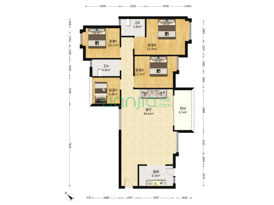 雅居乐碧堤雅苑 4室1厅2卫 135平方