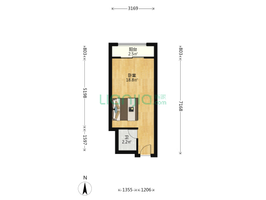 米兰公馆 1室0厅1卫 38平方