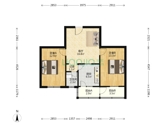 五福路120号 2室1厅1卫 69平方