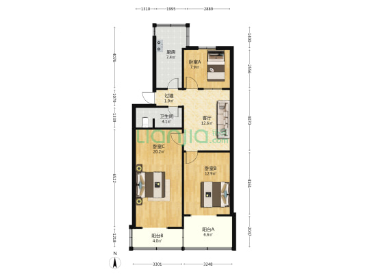 常青巷4号院 3室1厅1卫 80平方