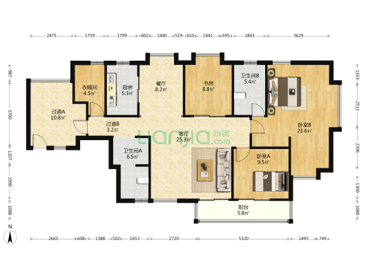 天骄华庭 3室2厅2卫 136平方