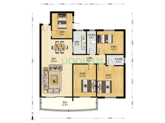 后所街新苑 4室1厅2卫 139平方