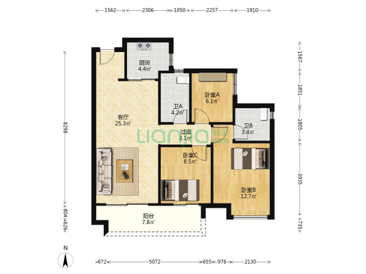 世茂弘阳绿岛湖公馆 3室1厅2卫 95平方