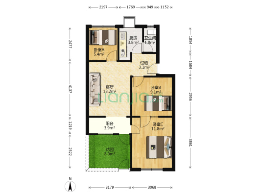 才惠社区 3室1厅1卫 64平方