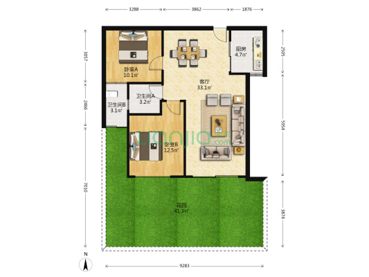 长城水郡 2室1厅2卫 79平方